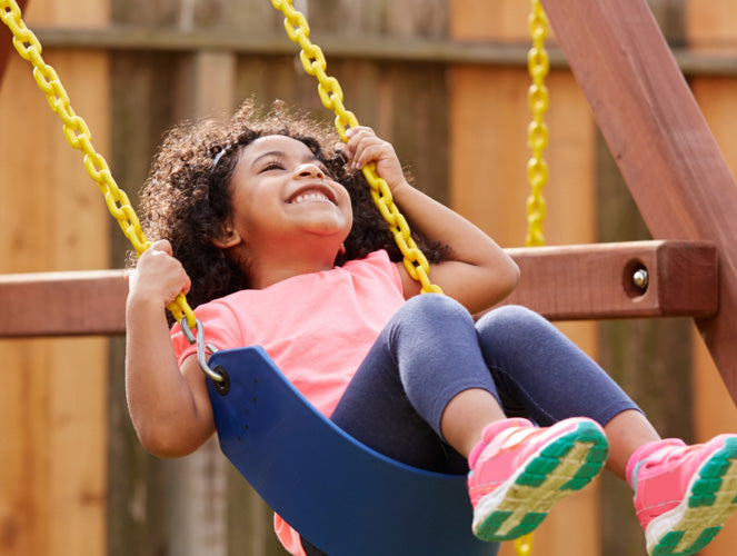 Child Swinging on Swing Set for Playgrounds, Schools, Backyards & More